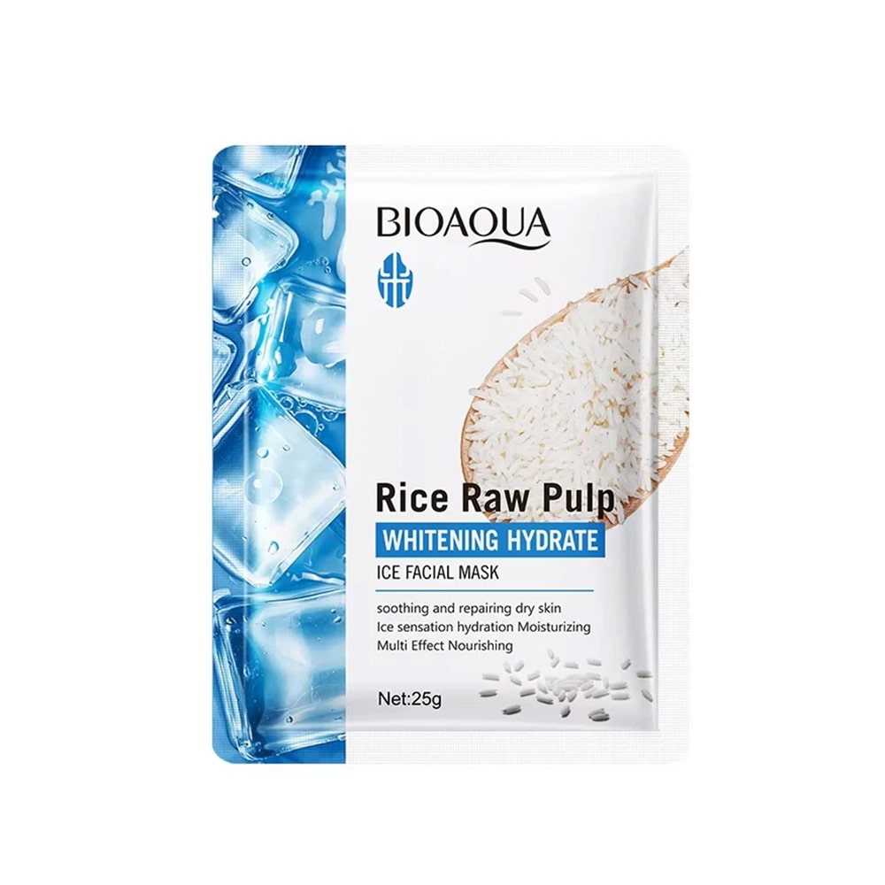 bioaqua-rice-raw-pulp-hydrate-whiteing-ice-facial-mask-sheet-min BioAqua Rice Raw Pulp Hydrate Whiteing Ice Facial Mask Sheet 25g - Image 1