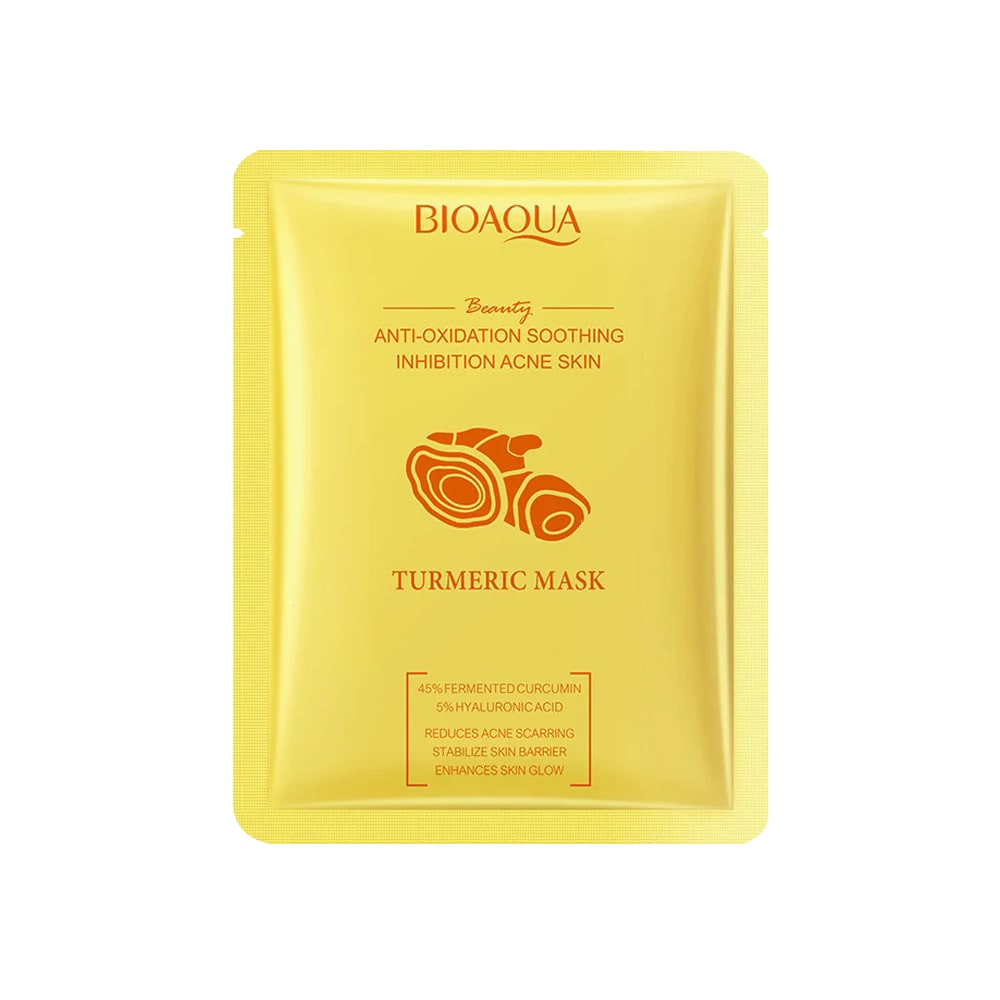 bioaqua-turmeric-antioxidation-soothing-acne-facial-sheet-mask-min BioAqua Turmeric Antioxidation Soothing Acne Facial Sheet Mask 25g - Image 1