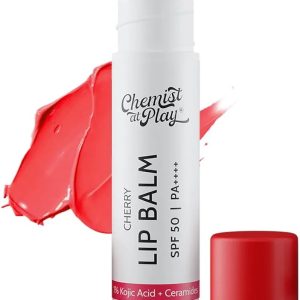 Chemist At Play's Cherry Lip Balm 1% Kojic Acid SPF 50 PA++++